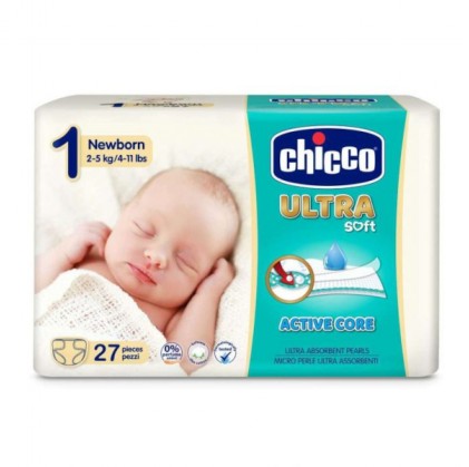 Chicco Diapers Ultra Soft 1 New Born 2-5 кг 27 пецци