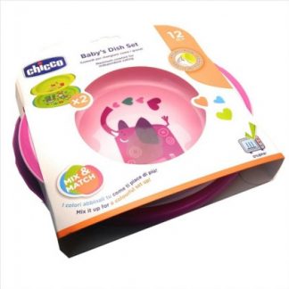 Chicco Plates Set Pink Green 12 мес. +