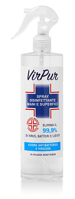 Virpur Spray igienizzante mani e superfici 500 ml Azione istantanea Senza Risciacquo