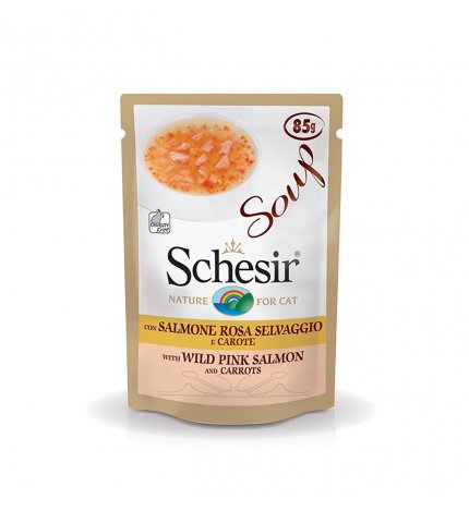 AGRAS GATTO SCHESIR SOUP CON SALMONE ROSA SELVAGGIO E CAROTE DA 85 GR IN BUSTA