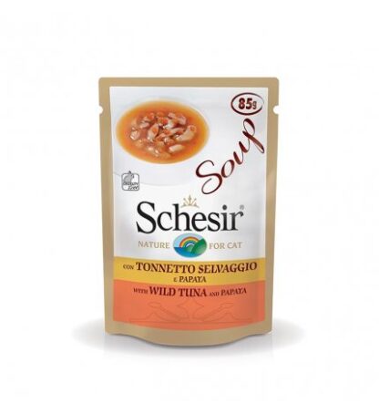 AGRAS GATTO SCHESIR SOUP CON TONNETTO SELVAGGIO E PAPAYA DA 85 GR IN BUSTA
