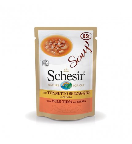 AGRAS GATTO SCHESIR SOUP CON TONNETTO SELVAGGIO E PAPAYA DA 85 GR IN BUSTA