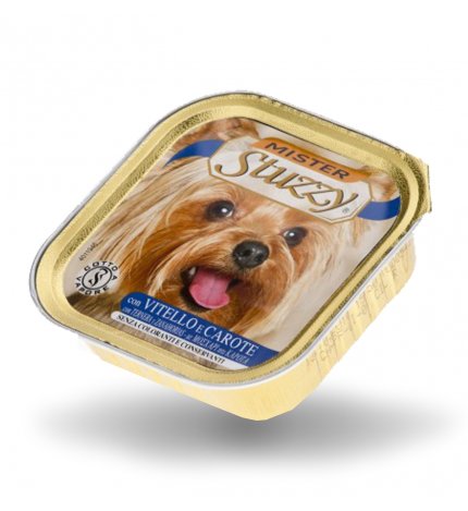 AGRAS MISTER STUZZY CANE CON VITELLO E CAROTE DA 150 GR IN VASCHETTA