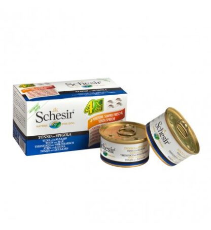 AGRAS SCHESIR CANE MULTIPACK TONNO E SPIGOLA 4 LATTINE DA 85 GR