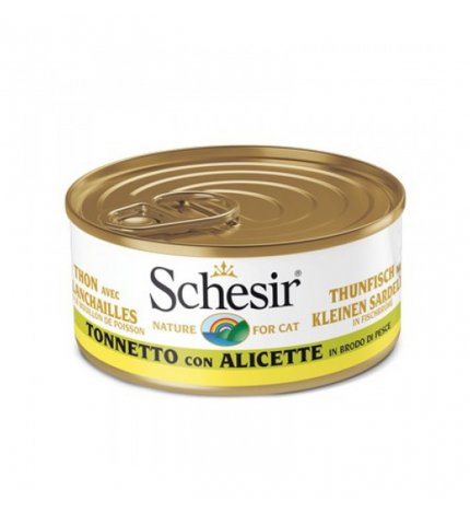 AGRAS SCHESIR GATTO AL TONNETTO CON ALICETTE IN BRODO NATURALE DI PESCE DA 70 GR IN LATTINA