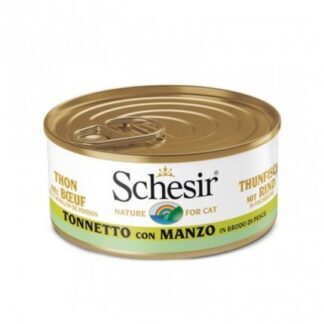 AGRAS SCHESIR GATTO AL TONNETTO CON MANZO IN BRODO NATURALE DI PESCE DA 70 GR IN LATTINA