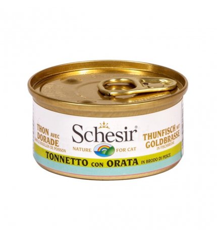 AGRAS SCHESIR GATTO AL TONNETTO CON ORATA IN BRODO NATURALE DI PESCE DA 70 GR IN LATTINA