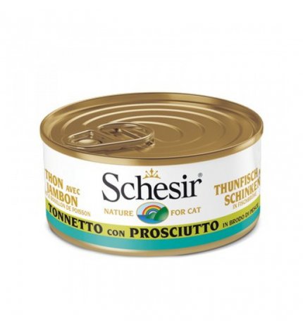 AGRAS SCHESIR GATTO AL TONNETTO CON PROSCIUTTO IN BRODO NATURALE DI PESCE DA 70 GR IN LATTINA