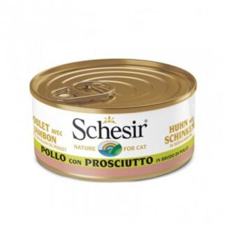 AGRAS SCHESIR GATTO FILETTI DI POLLO CON PROSCIUTTO IN BRODO NATURALE DI POLLO DA 70 GR IN LATTINA
