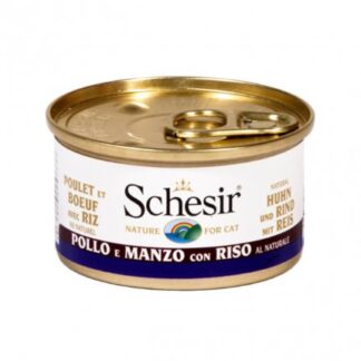 AGRAS SCHESIR GATTO FILETTI DI POLLO E MANZO CON RISO AL NATURALE DA 85 GR IN LATTINA