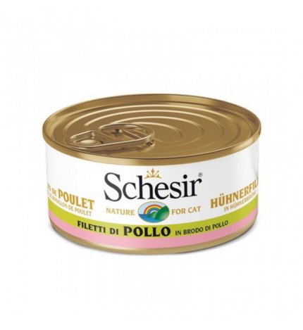 AGRAS SCHESIR GATTO FILETTI DI POLLO IN BRODO NATURALE DI POLLO DA 70 GR IN LATTINA