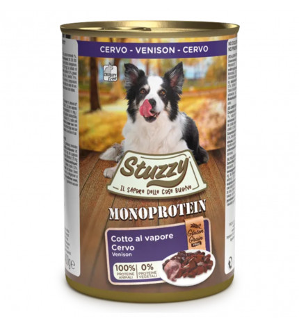 Agras stuzzy cane adult monoprotein grain & gluten free con cervo da 400 gr in lattina
