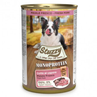Agras stuzzy cane adult monoprotein grain & gluten free con maiale fresco da 400 gr in lattina