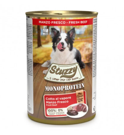 Agras stuzzy cane adult monoprotein grain & gluten free con manzo da 400 gr in lattina