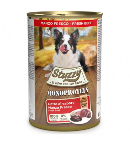 Agras stuzzy cane adult monoprotein grain & gluten free con manzo da 400 gr in lattina