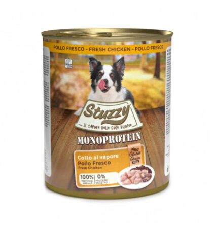 Agras stuzzy cane adult monoprotein grain & gluten free con pollo fresco da 800 gr in lattina