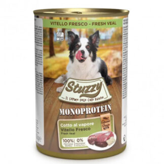 Agras stuzzy cane adult monoprotein grain & gluten free con vitello fresco da 400 gr in lattina
