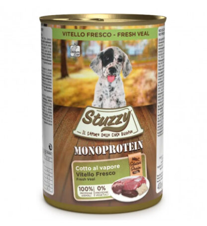 Agras stuzzy cane puppy monoprotein grain & gluten free con vitello fresco da 400 gr in lattina