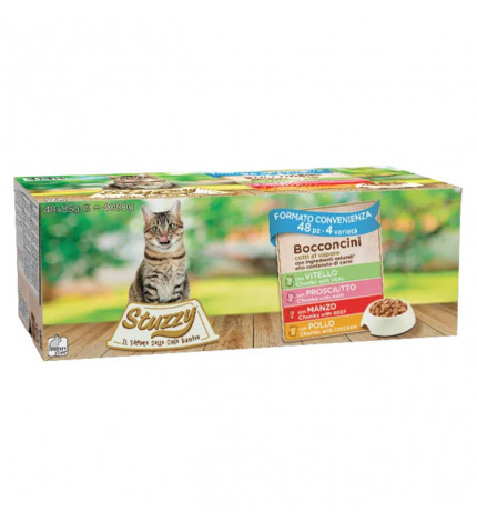 Agras stuzzy gatto adult megapack 48x85 gr in salsa con pollo, manzo, prosciutto e vitello in busta