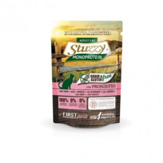 AGRAS STUZZY GATTO ADULT MONOPROTEIN GRAIN & GLUTEN FREE CON PROSCIUTTO DA 85 GR IN BUSTA