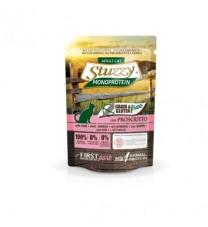 AGRAS STUZZY GATTO ADULT MONOPROTEIN GRAIN & GLUTEN FREE CON PROSCIUTTO DA 85 GR IN BUSTA