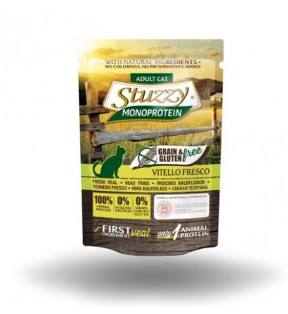 AGRAS STUZZY GATTO ADULT MONOPROTEIN GRAIN & GLUTEN FREE CON VITELLO FRESCO DA 85 GR IN BUSTA
