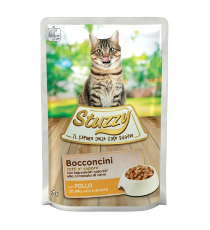 Agras Stuzzy gatto bocconcini con pollo da 85 gr in busta