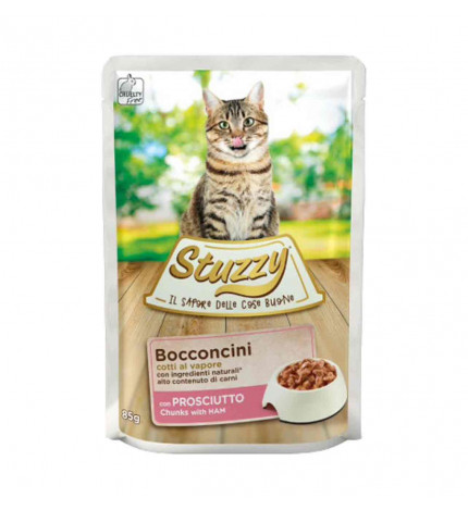 Agras stuzzy gatto jelly con prosciutto  da 85 gr in busta