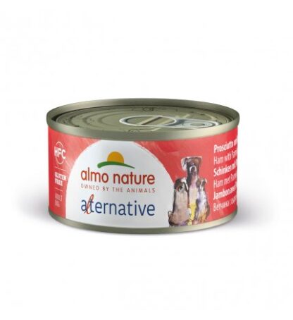 ALMO NATURE CANE ALTERNATIVE HFC CON PROSCIUTTO E PARMIGIANO DA 70 GR IN LATTINA