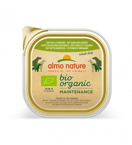 ALMO NATURE CANE DAILYMENU BIO CON POLLO E VERDURE DA 300 GR IN VASCHETTA