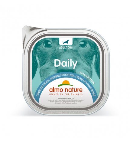 ALMO NATURE CANE DAILYMENU CON MERLUZZO E FAGIOLINI DA 300 GR IN VASCHETTA