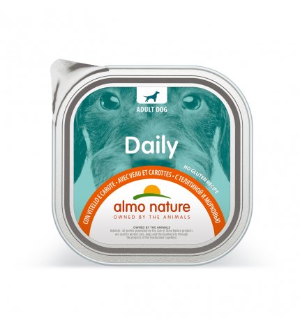 ALMO NATURE CANE DAILYMENU CON VITELLO E CAROTE DA 300 GR IN VASCHETTA