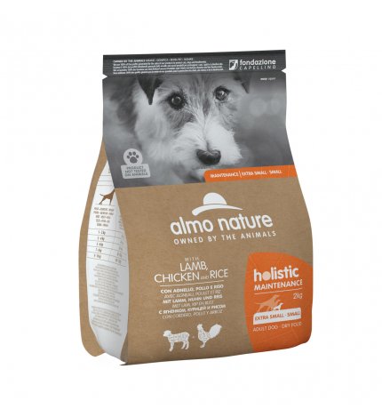 ALMO NATURE CANE HOLISTIC ADULT EXTRA SMALL CON AGNELLO POLLO E RISO DA 2 KG
