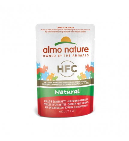ALMO NATURE GATTO CLASSIC CON POLLO E GAMBERETTI DA 55 GR IN BUSTA