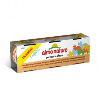 ALMO NATURE GATTO CLASSIC LIGHT CON PETTO DI POLLO E TONNETTO ORIENTALE 3 LATTINE DA 50 GR