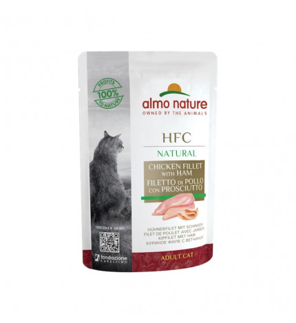 Almo nature gatto natural filetto di pollo con prosciutto da 55 gr in busta