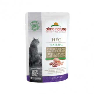 Almo nature gatto natural con petto di pollo e filetto d'anatra da 55 gr in busta