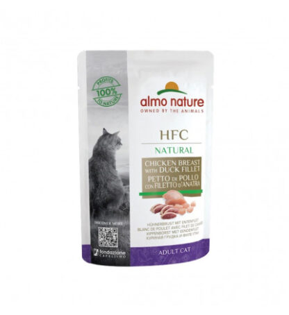 Almo nature gatto natural con petto di pollo e filetto d'anatra da 55 gr in busta