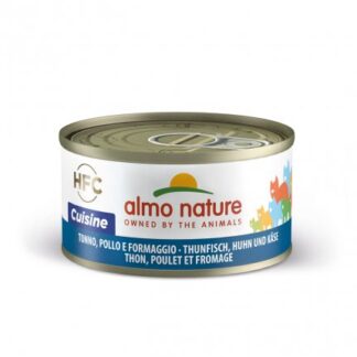 ALMO NATURE GATTO CUISINE CON TONNO POLLO E FORMAGGIO DA 70 GR IN LATTINA