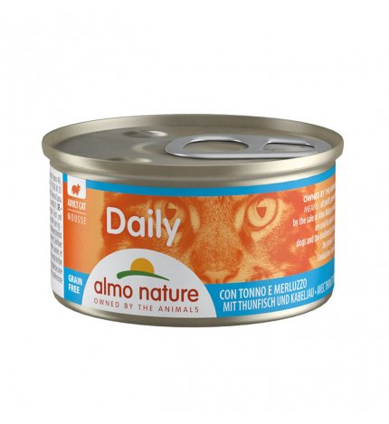 ALMO NATURE GATTO DAILYMENU MOUSSE CON TONNO E MERLUZZO DA 85 GR IN LATTINA
