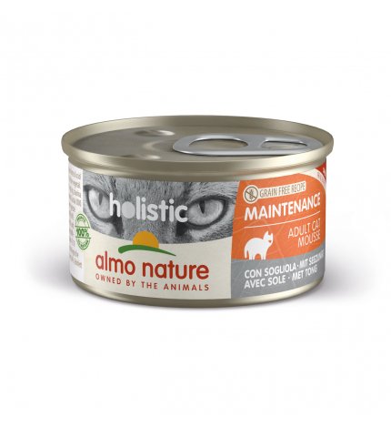ALMO NATURE GATTO HOLISTIC ADULT GRAIN FREE MOUSSE CON SOGLIOLA DA 85 GR IN LATTINA