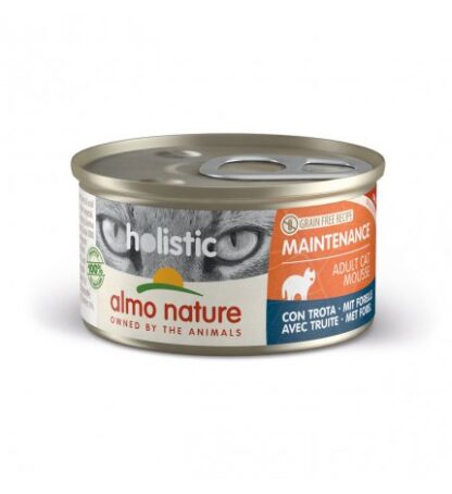 ALMO NATURE GATTO HOLISTIC ADULT GRAIN FREE MOUSSE CON TROTA DA 85 GR IN LATTINA