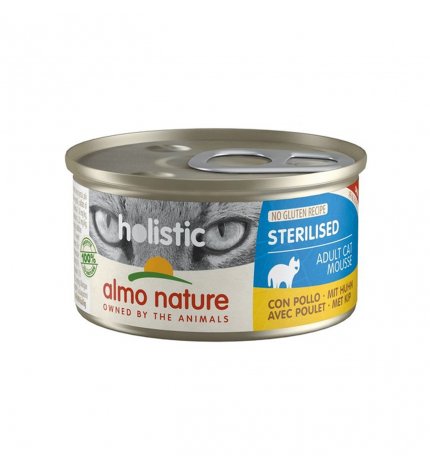 ALMO NATURE GATTO HOLISTIC ADULT STERILIZZATO MOUSSE CON POLLO DA 85 GR IN LATTINA