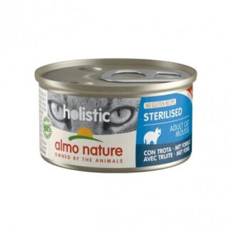 ALMO NATURE GATTO HOLISTIC ADULT STERILIZZATO MOUSSE CON TROTA DA 85 GR IN LATTINA