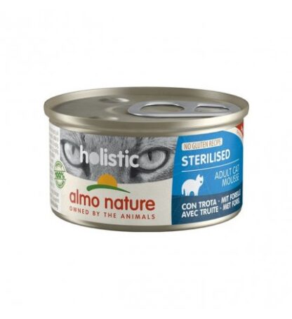 ALMO NATURE GATTO HOLISTIC ADULT STERILIZZATO MOUSSE CON TROTA DA 85 GR IN LATTINA