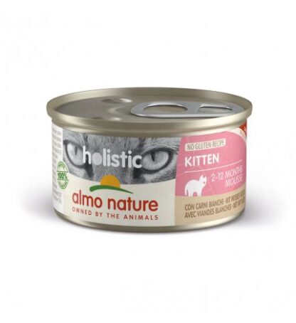 ALMO NATURE GATTO HOLISTIC KITTEN MOUSSE CON CARNI BIANCHE DA 85 GR IN LATTINA
