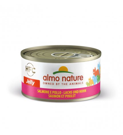 ALMO NATURE GATTO JELLY CON SALMONE E POLLO DA 70 GR IN LATTINA
