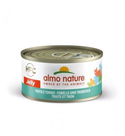 ALMO NATURE GATTO JELLY CON TROTA E TONNO DA 70 GR IN LATTINA