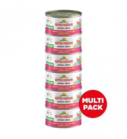 ALMO NATURE GATTO LEGEND CAT MULTIPACK CON SALMONE E POLLO 6 PEZZI DA 70 GR