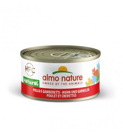 ALMO NATURE GATTO NATURAL CON POLLO E GAMBERETTI DA 70 GR IN LATTINA